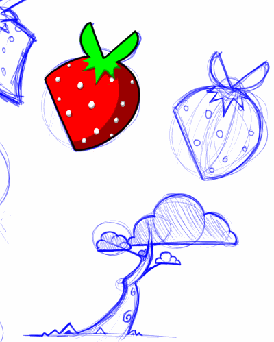Strawberry and a tree.  Wow… now that’s descriptive!